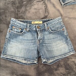 BKE Kate Washed Blue Denim Cutoff Shorts